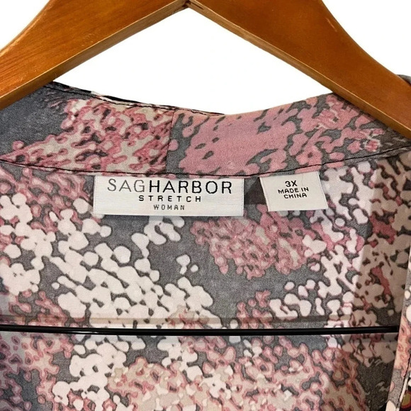 Sag Harbor Stretch Blouse Size 3X Beaded Sequins Abstract Evening Formal Tiered - Picture 10 of 10